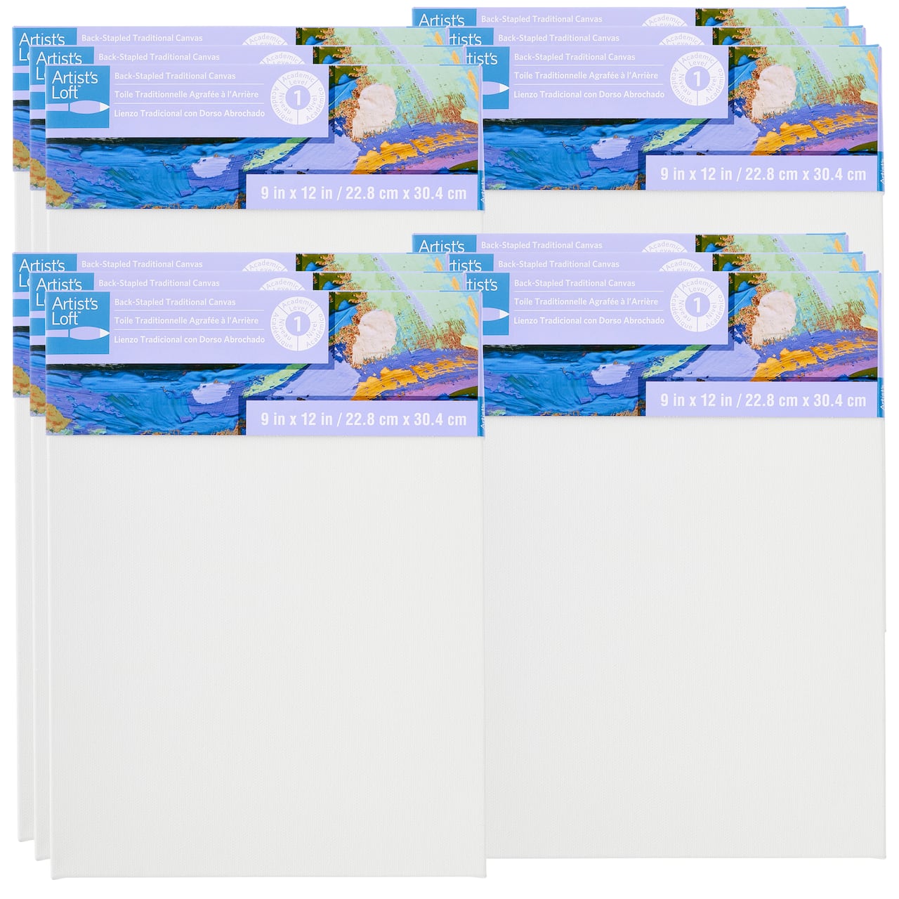 12 Pack: Level 1 Back Stapled Traditional Canvas by Artist's Loft™